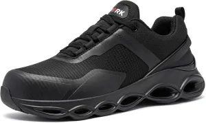DYKHMATE Steel Toe Wide Shoes for Men Women Lightweight Safety Sneakers Fashion Work Shoes Comfortable Breathable Safety Toe Slip on Tennis Shoes