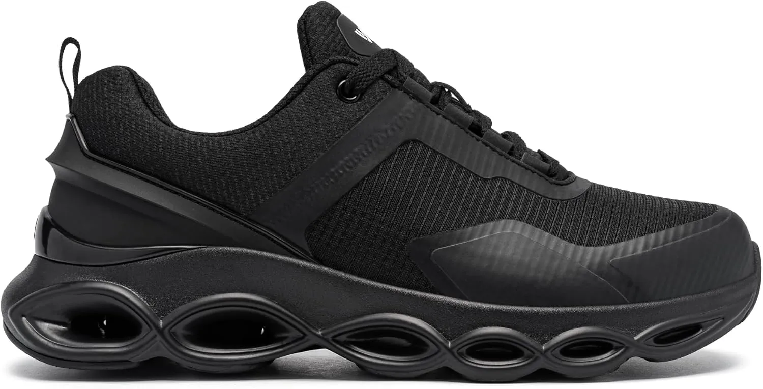 DYKHMATE Steel Toe Wide Shoes for Men Women Lightweight Safety Sneakers Fashion Work Shoes Comfortable Breathable Safety Toe Slip on Tennis Shoes