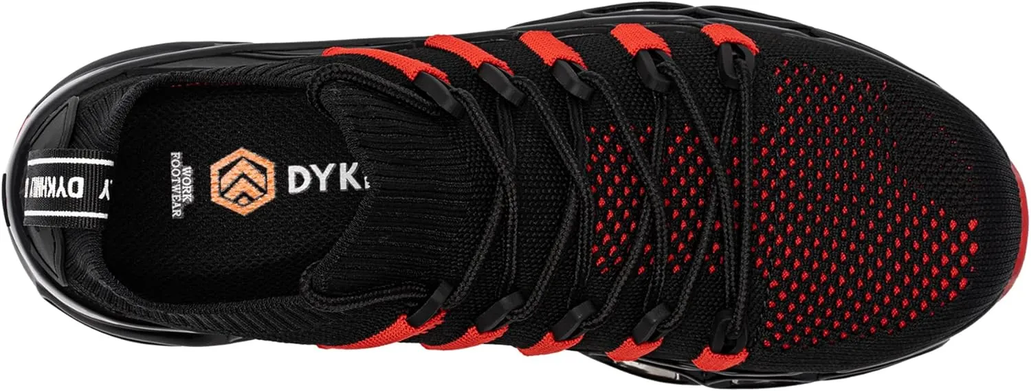 DYKHMATE Steel Toe Wide Shoes for Men Women Lightweight Safety Sneakers Fashion Work Shoes Comfortable Breathable Safety Toe Slip on Tennis Shoes
