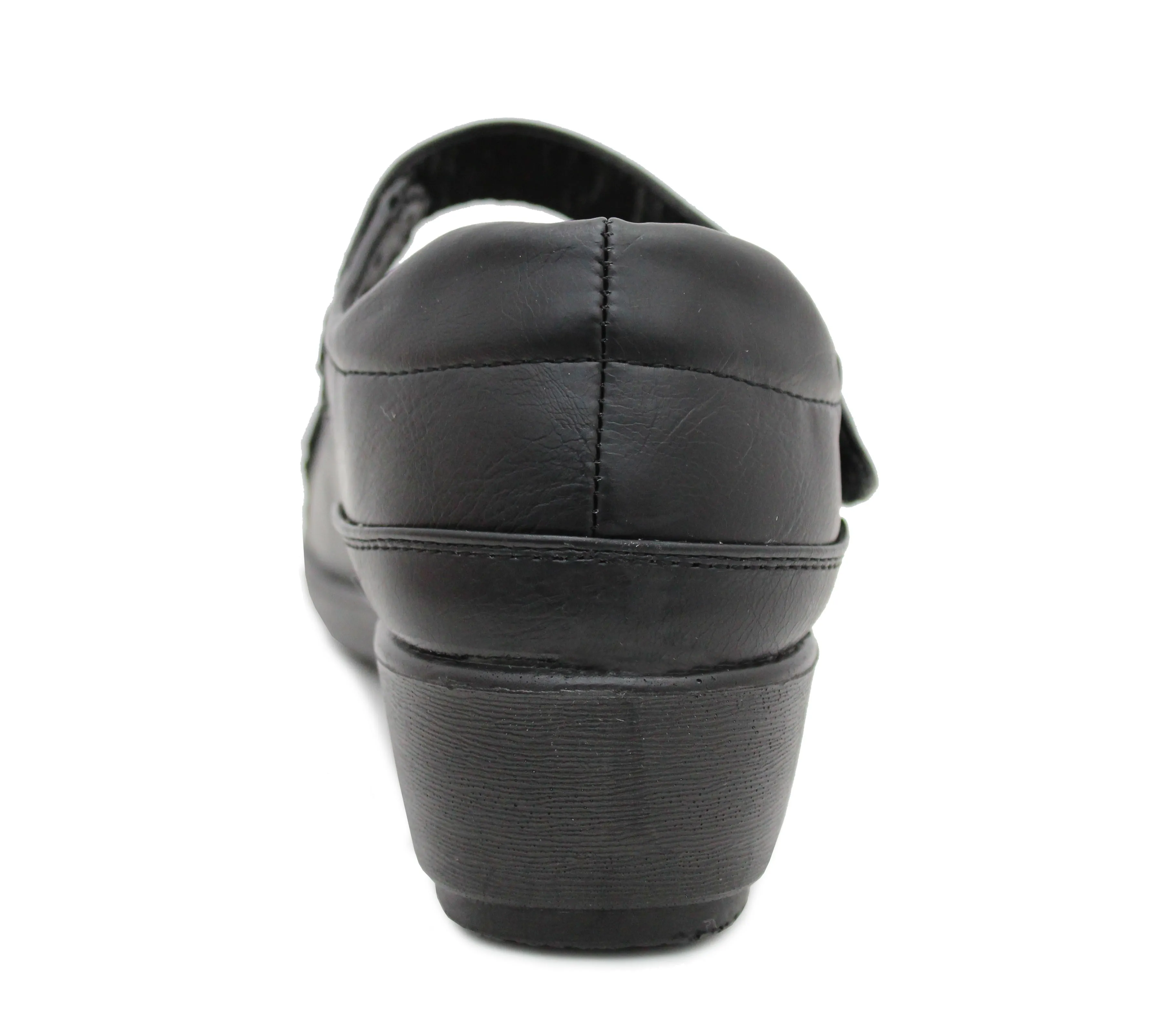ELINOR Cushion Walk Womens Touch Fasten Mary Jane Loafers Ladies Casual Smart Low Wedge Office Moccasin Pumps Shoes