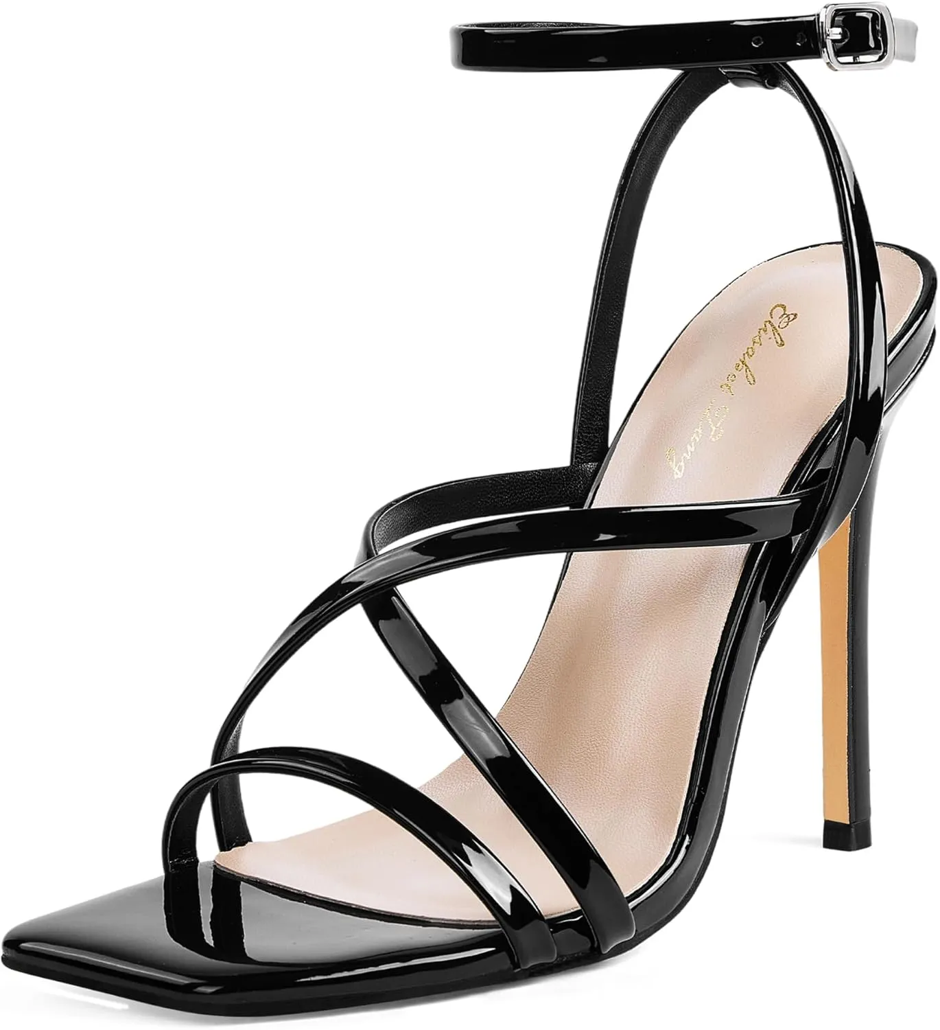 Elisabet Tang Fashion Women's Open Toe High Heel Sandals Strappy Ankle Strap Stiletto 4.33 Inch Heels Sexy Designs for Weddings and Parties