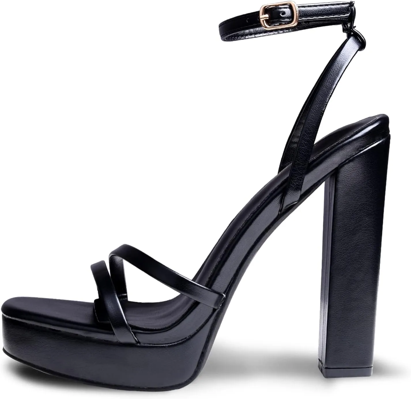 Elisabet Tang Women's Platform Heeled Sandals,5 inch Chunky Heels Platform Ankle Strap Block High Heels Sandals Sexy Open Toe Strappy Sandals Shoes