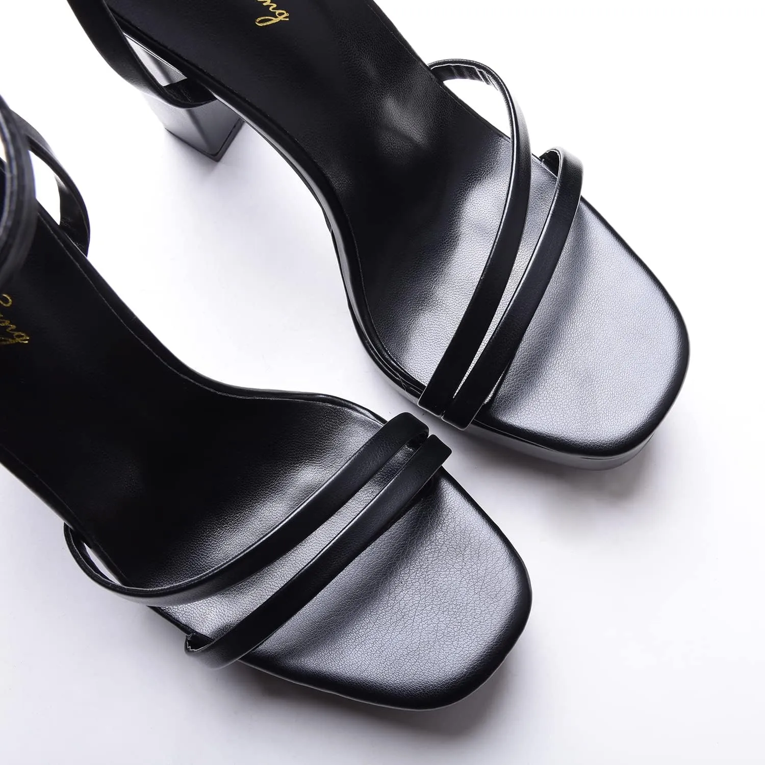 Elisabet Tang Women's Platform Heeled Sandals,5 inch Chunky Heels Platform Ankle Strap Block High Heels Sandals Sexy Open Toe Strappy Sandals Shoes