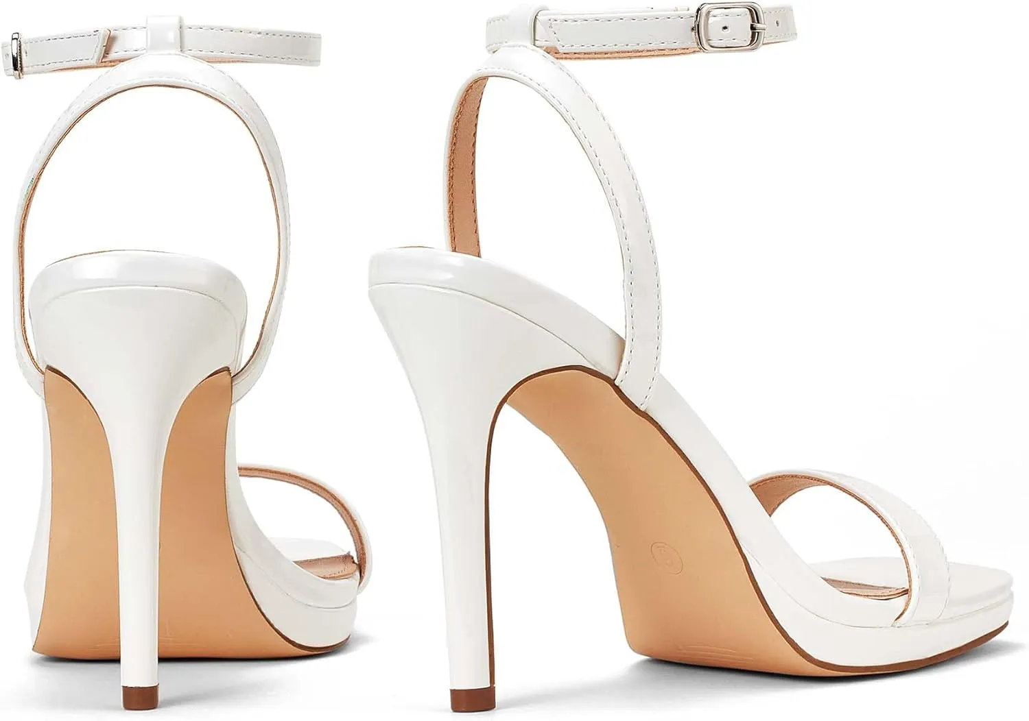 Elisabet Tang Women’s Stilettos Heeled Sandals Open Square Toe Heels,4.3 Inch Open Toe Strappy Sexy High Heels Ankle Strap Buckle Heels for Party Wedding Dress Daily Wear Shoes