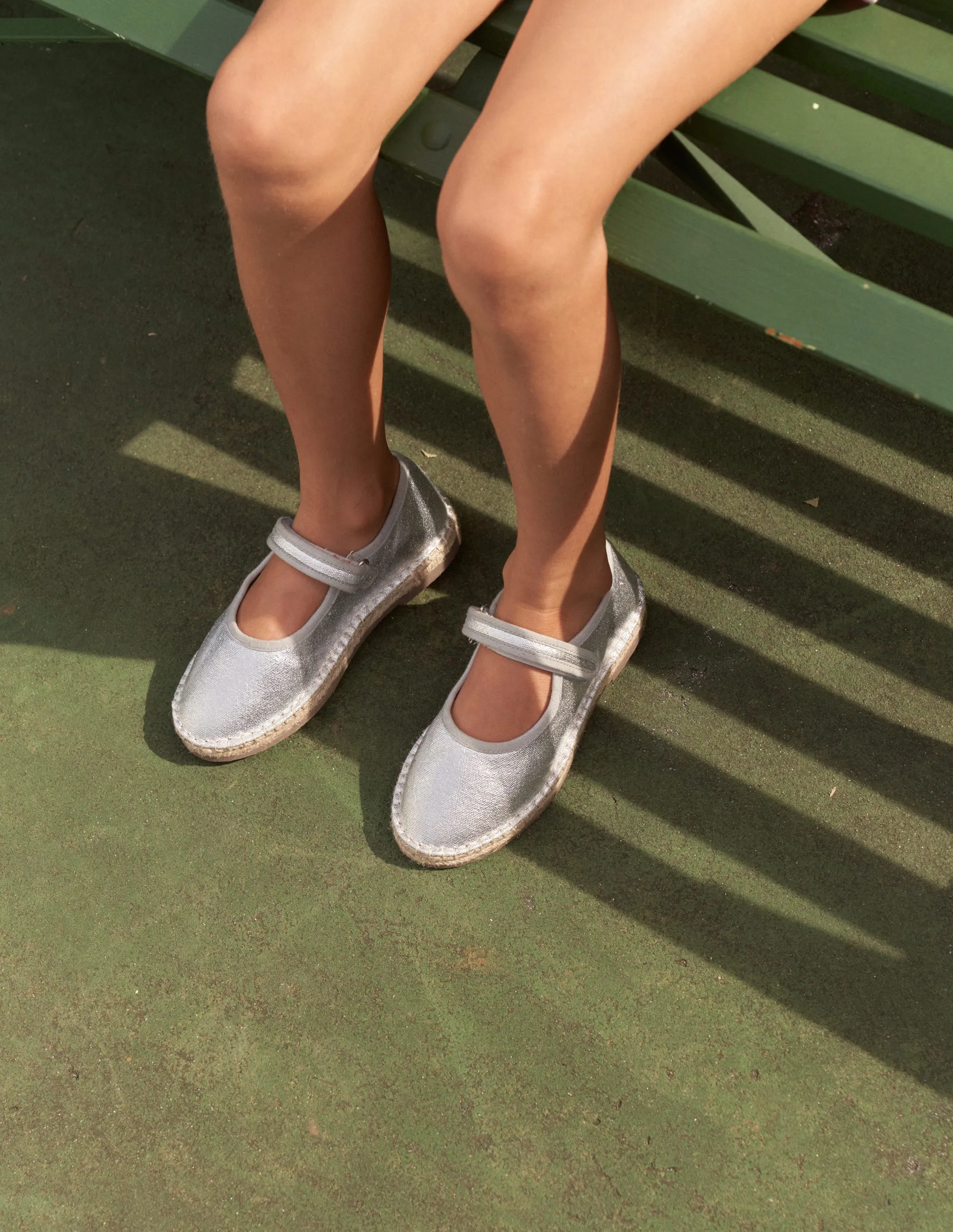 Espadrilles mit Leinenabschlüssen-Metallic-Silber