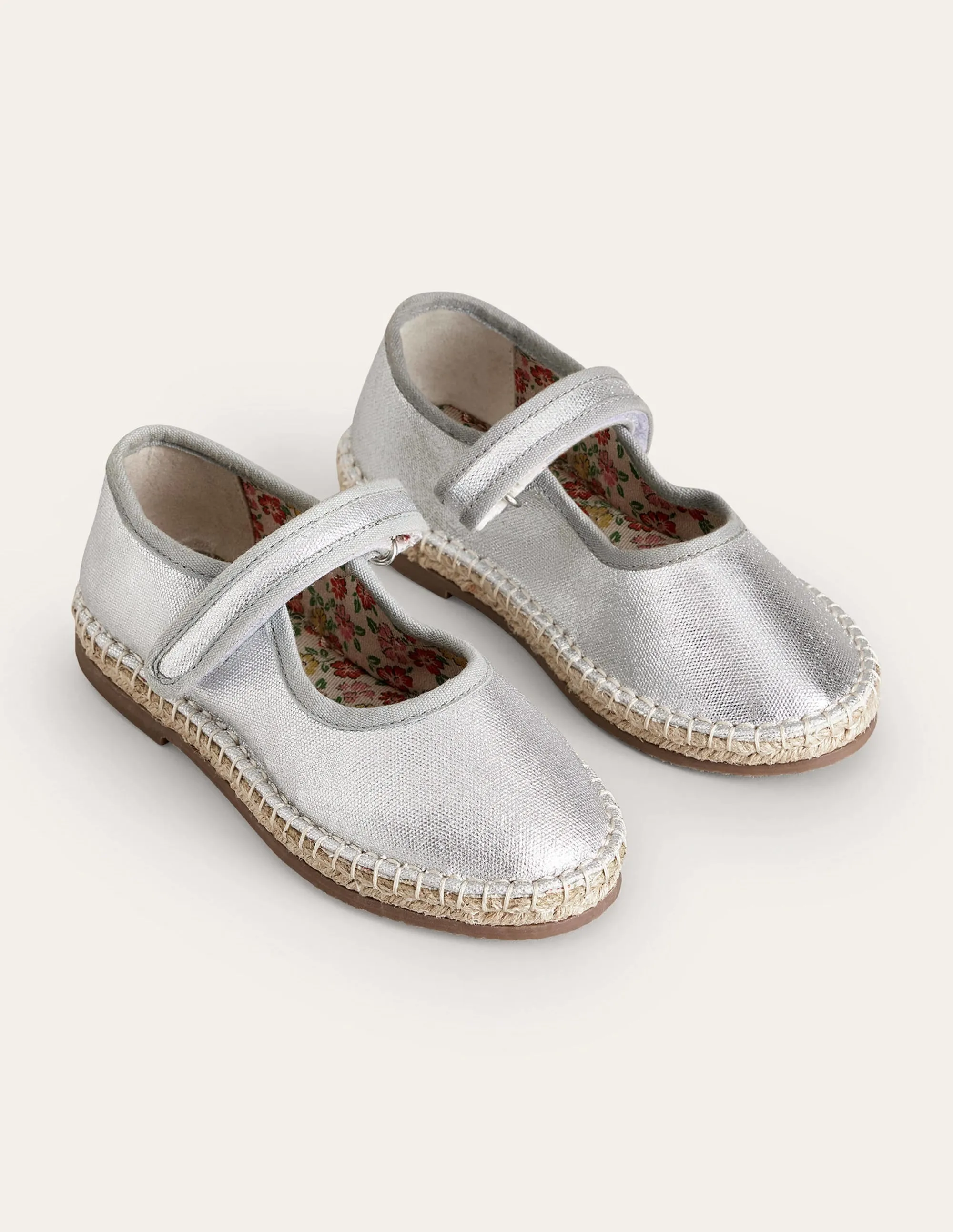 Espadrilles mit Leinenabschlüssen-Metallic-Silber