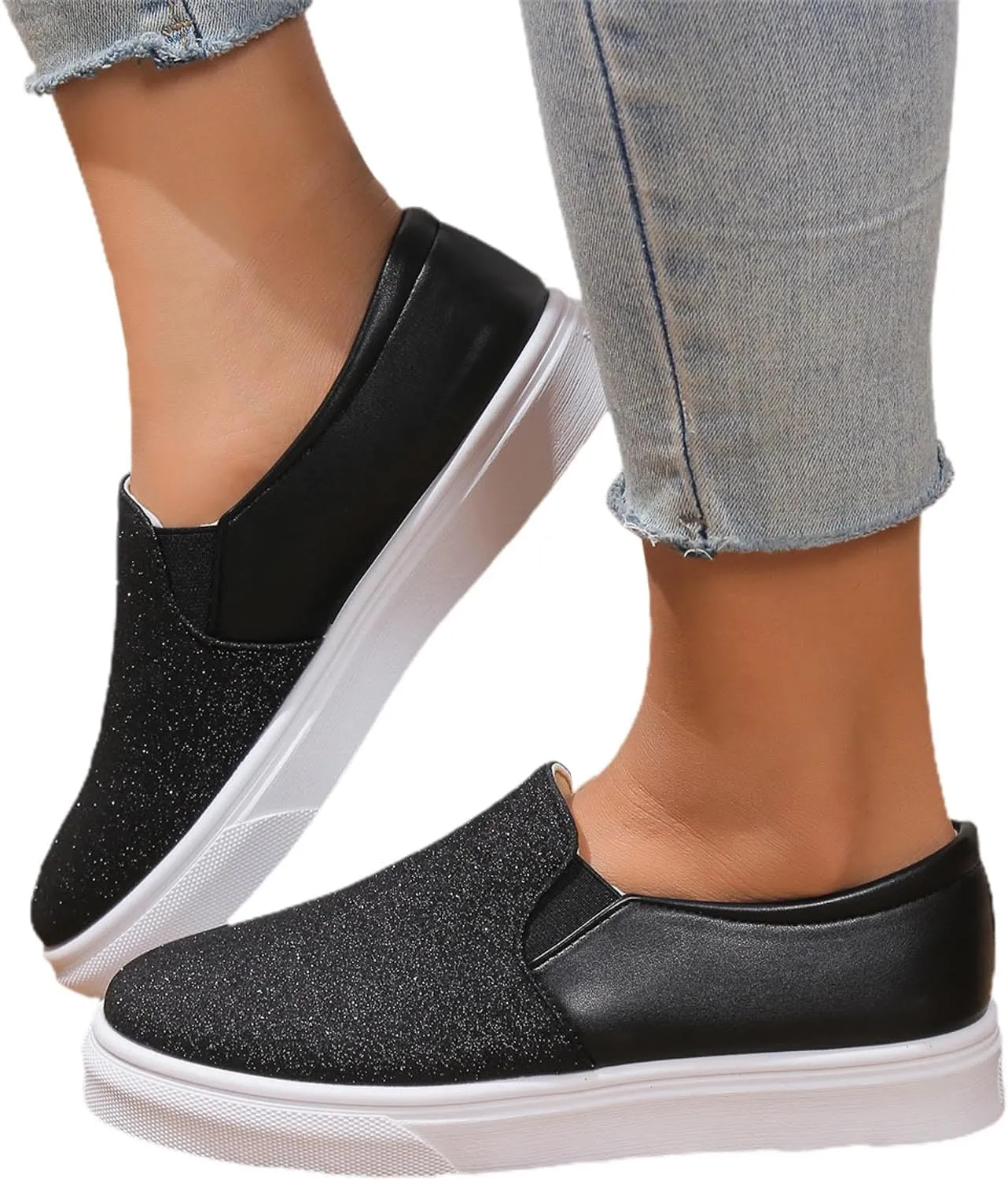 Fashion Platform Sneakers for Women Classic Low Top Canvas Shoes Lightweight Low Heels Slip On Flats Walking Shoes Comfortable Chunky Bottom Outdoor Running Sports Shoes for Girls