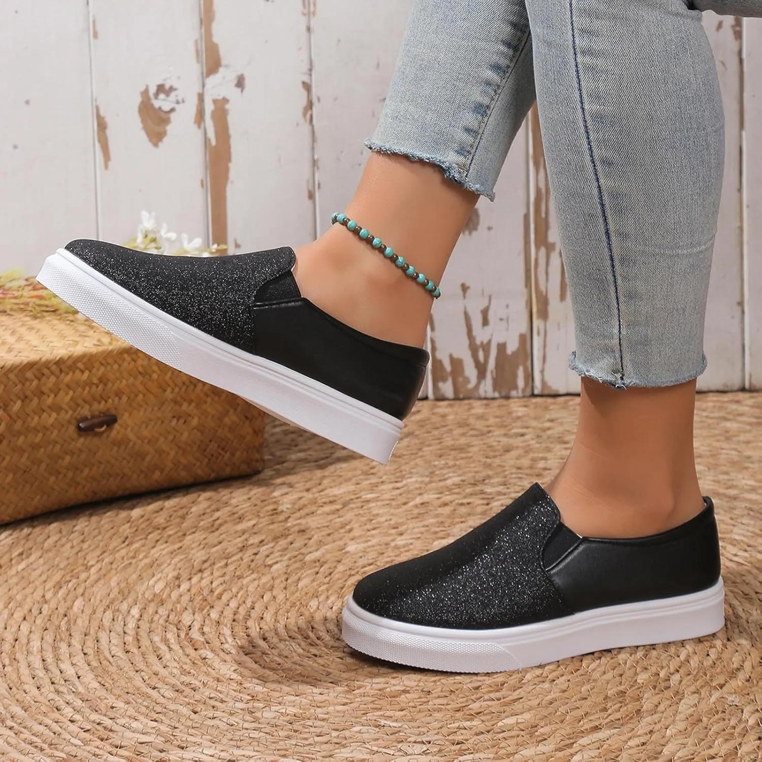 Fashion Platform Sneakers for Women Classic Low Top Canvas Shoes Lightweight Low Heels Slip On Flats Walking Shoes Comfortable Chunky Bottom Outdoor Running Sports Shoes for Girls