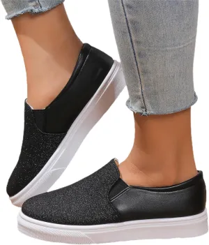 Fashion Platform Sneakers for Women Classic Low Top Canvas Shoes Lightweight Low Heels Slip On Flats Walking Shoes Comfortable Chunky Bottom Outdoor Running Sports Shoes for Girls