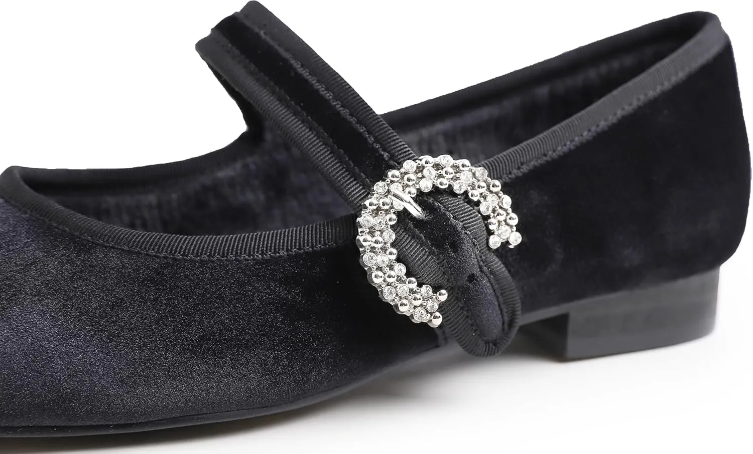 FEVERSOLE Women's Mary Jane Fashion Square Toe Easy Buckle Low Heel Slip On Flats