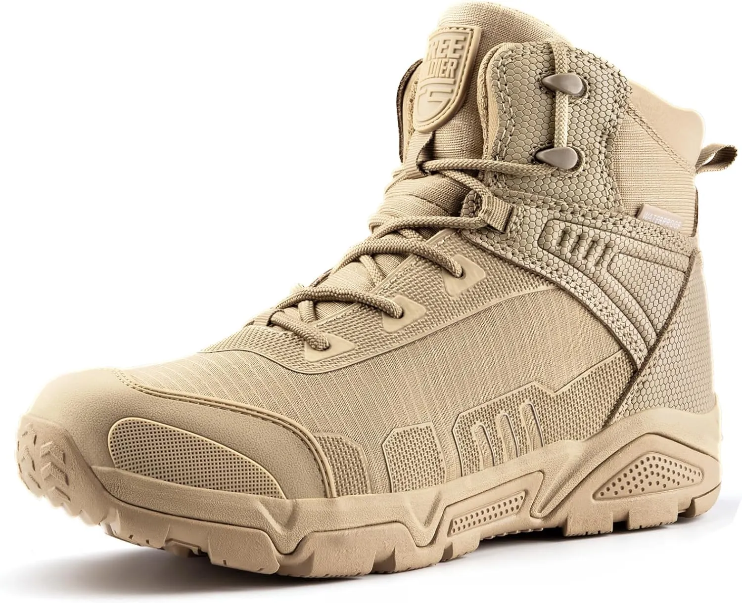 FREE SOLDIER Men's Waterproof Hiking Boots Lightweight Work Military Tactical Durable Combat Boots
