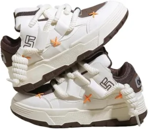 Geerta Women's Colorblock Patchwork Bootlace Worm Lace Up Low Top Athletic Sneakers Casual Comfortable Sports Shoes Tennis Designer Casual Sneakers for Women Girls Daily Walking