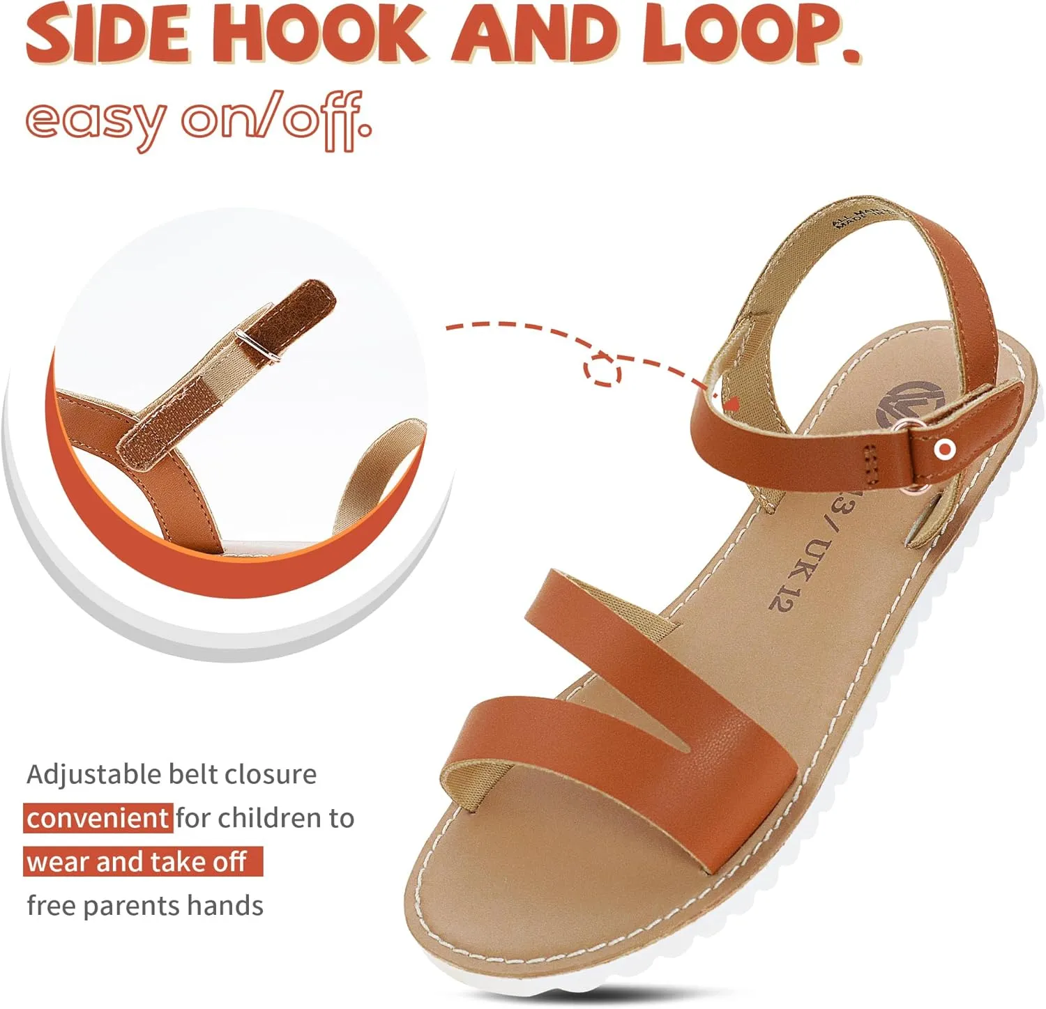 Girls Sandals Open Toe Strappy Summer Shoes Dress Sandals for Girls