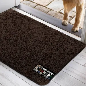 GORILLA GRIP Ultra Absorbent Grippy Doormat for Muddy Dog Paws, 60x36 Machine Washable Soakstopper Rugs Cleaner Floors, Bed Mat for Dirty Dogs, Indoor Entrance Door Rug Pet Bed Mats Brown