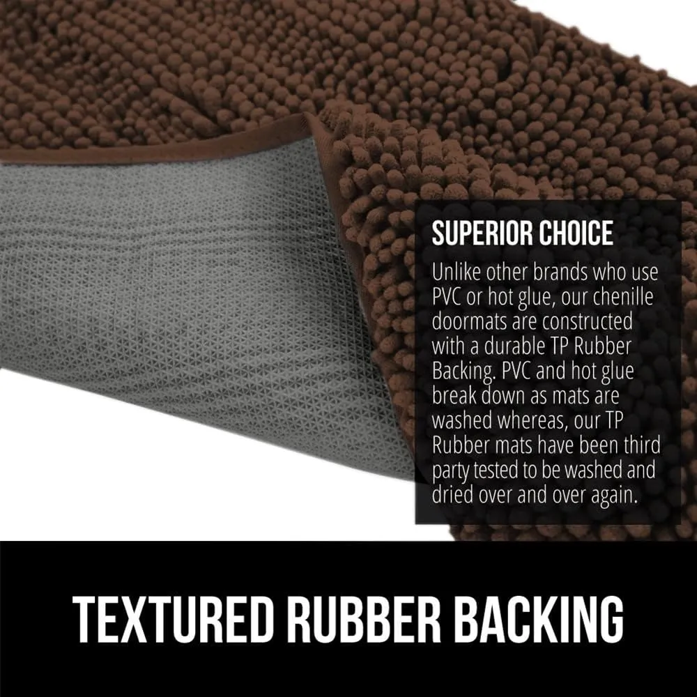 GORILLA GRIP Ultra Absorbent Grippy Doormat for Muddy Dog Paws, 60x36 Machine Washable Soakstopper Rugs Cleaner Floors, Bed Mat for Dirty Dogs, Indoor Entrance Door Rug Pet Bed Mats Brown