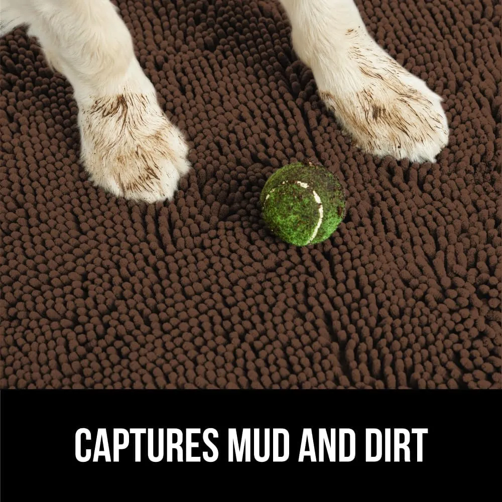 GORILLA GRIP Ultra Absorbent Grippy Doormat for Muddy Dog Paws, 60x36 Machine Washable Soakstopper Rugs Cleaner Floors, Bed Mat for Dirty Dogs, Indoor Entrance Door Rug Pet Bed Mats Brown