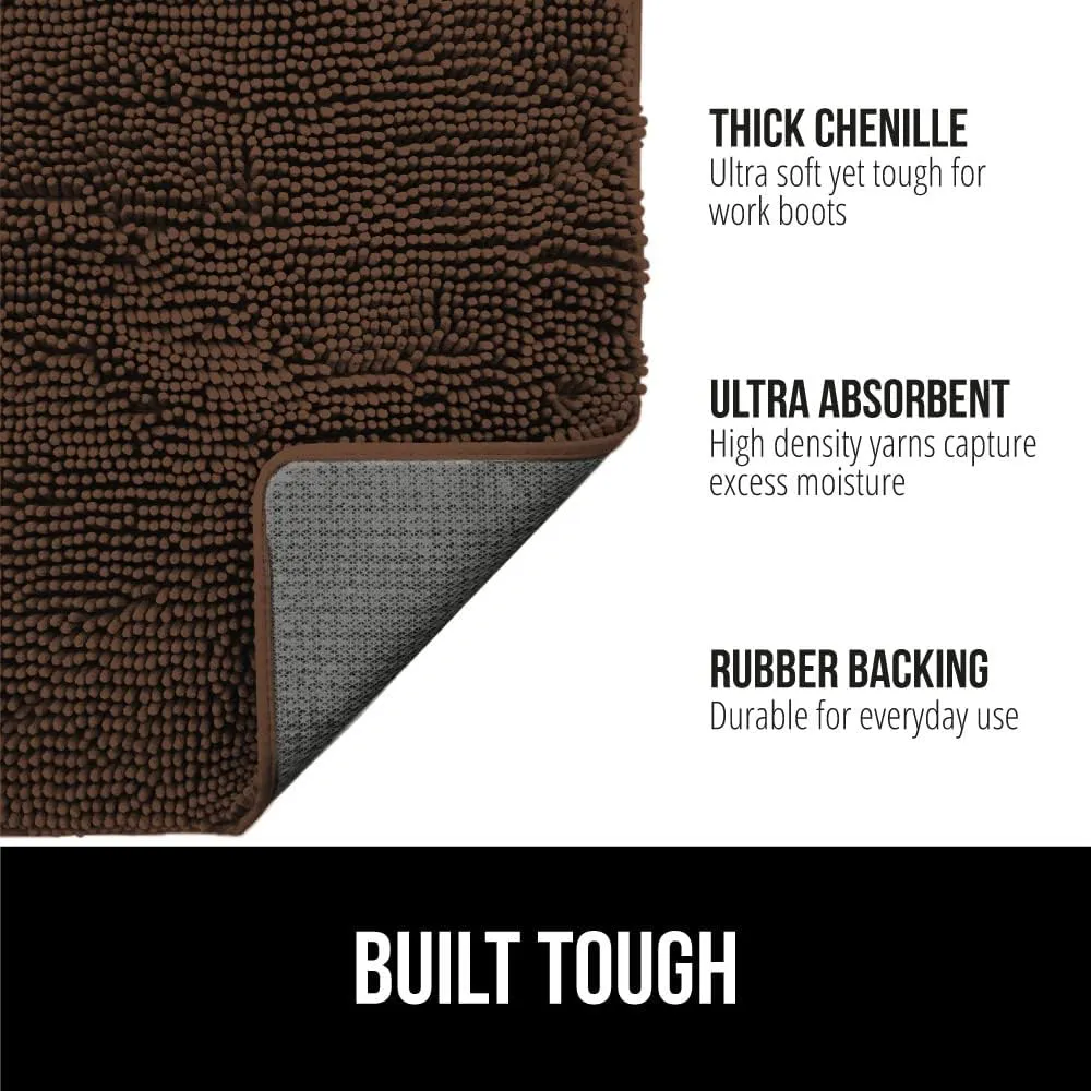 GORILLA GRIP Ultra Absorbent Grippy Doormat for Muddy Dog Paws, 60x36 Machine Washable Soakstopper Rugs Cleaner Floors, Bed Mat for Dirty Dogs, Indoor Entrance Door Rug Pet Bed Mats Brown
