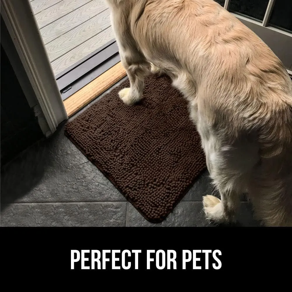 GORILLA GRIP Ultra Absorbent Grippy Doormat for Muddy Dog Paws, 60x36 Machine Washable Soakstopper Rugs Cleaner Floors, Bed Mat for Dirty Dogs, Indoor Entrance Door Rug Pet Bed Mats Brown