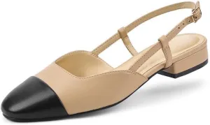 GOSERCE Slingback Flats for Women Square Toe Comfortable Ballet Flats Low Heel Dress Work Office Shoes