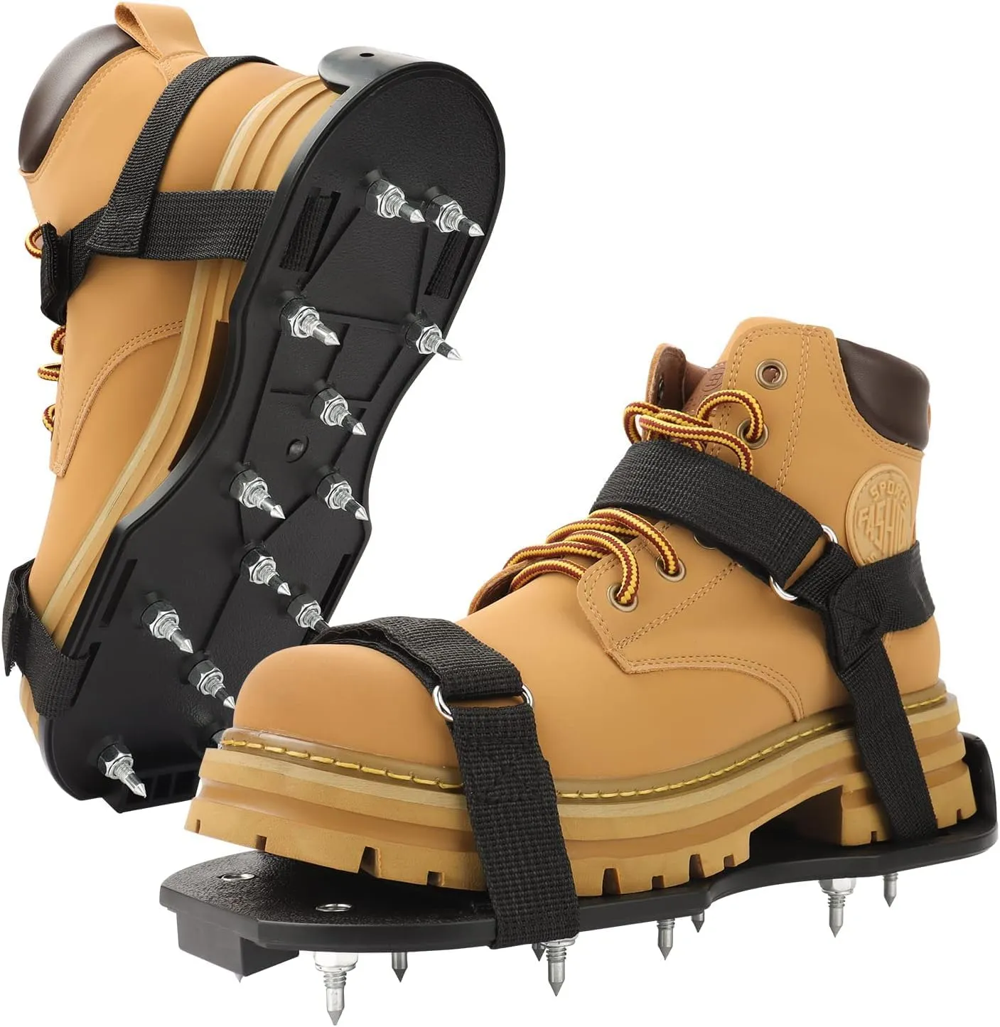 Gunite Spiked Shoes, Fully Assembled Epoxy Shoes with 3/4" Short Spikes Perfect for Epoxy Floor, Overlays, Cover Installation (Black)