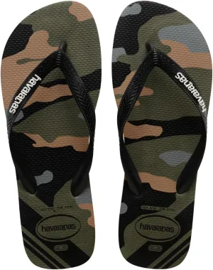 Havaianas Unisex Top Camo Sandal - Bold Print Flip Flops - Moss, 11/12W - 9/10M