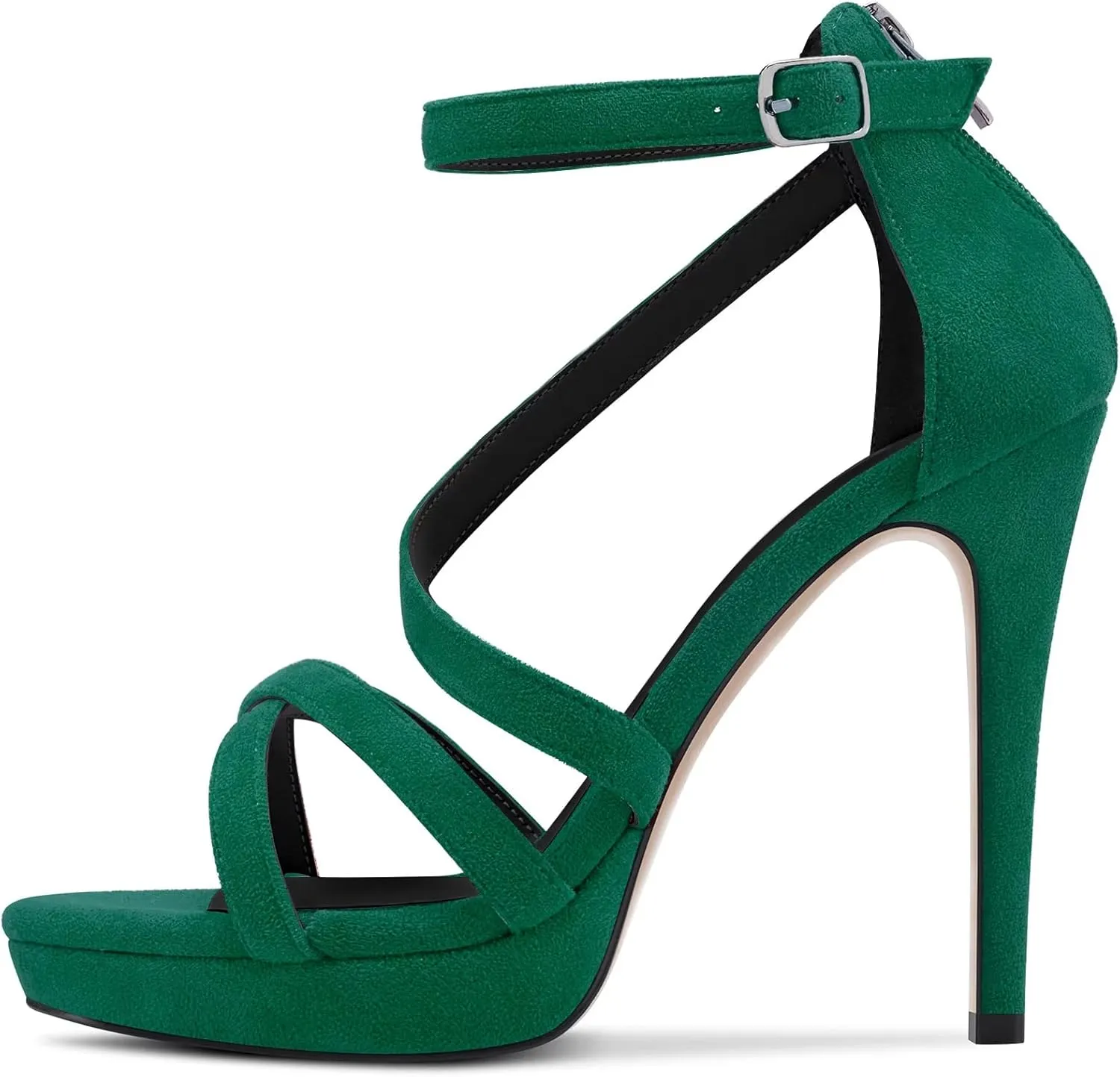 HDEUOLM Women Stiletto High Platform Heel Peep Open Toe Sandals Ankle Strap Prom Dress 4.7 Inches Heels