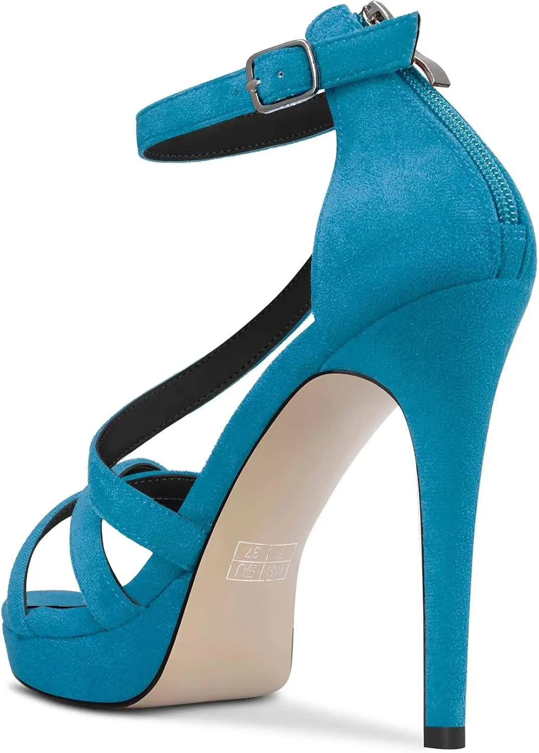 HDEUOLM Women Stiletto High Platform Heel Peep Open Toe Sandals Ankle Strap Prom Dress 4.7 Inches Heels