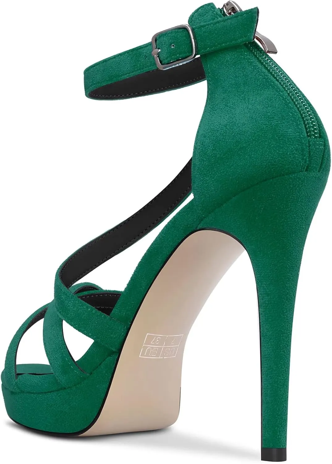 HDEUOLM Women Stiletto High Platform Heel Peep Open Toe Sandals Ankle Strap Prom Dress 4.7 Inches Heels