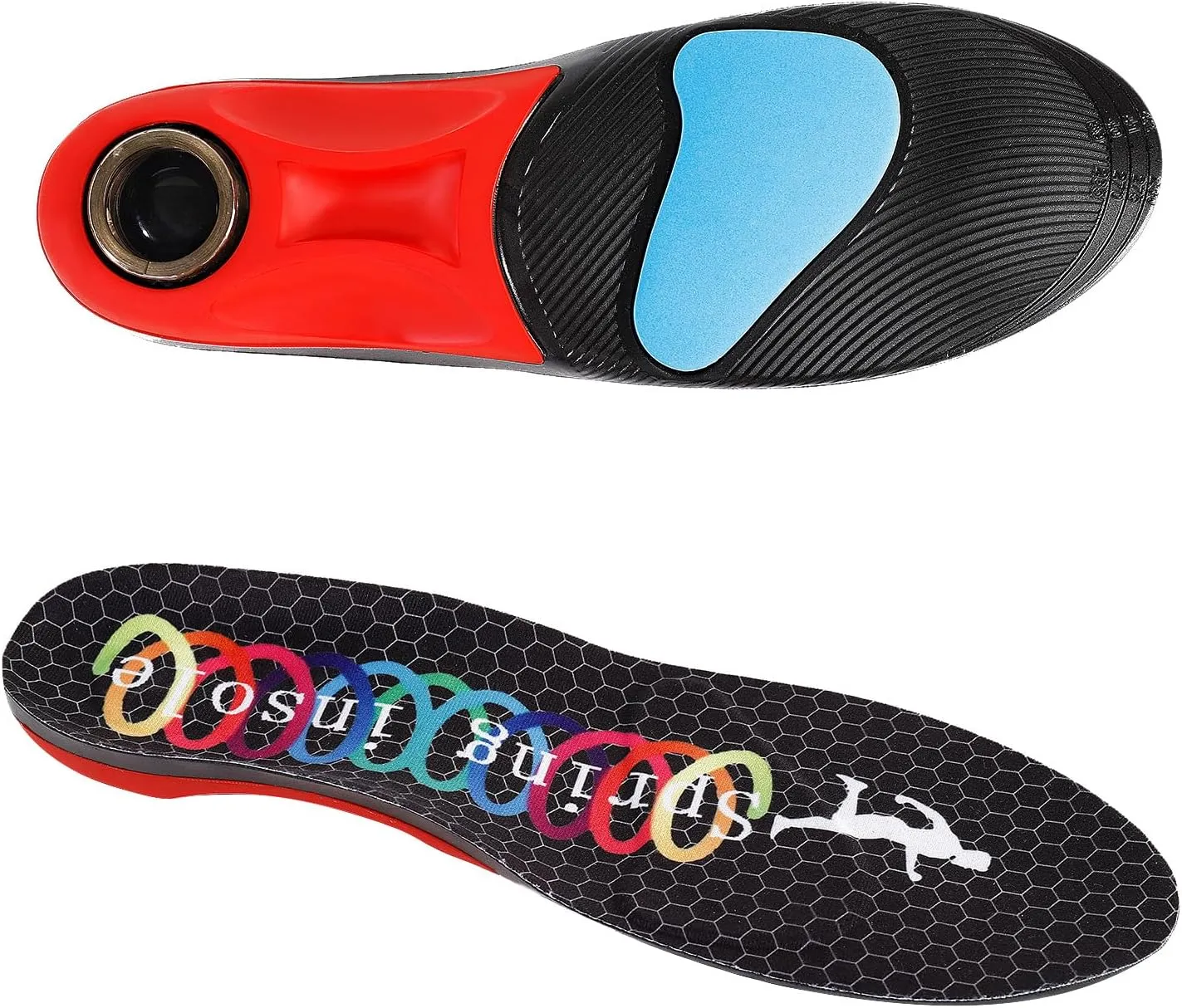 Heavy Duty Support - Over 220 Lbs of Plantar Fasciitis Arch Support Insoles with Airbag Springs for High Shock Absorption Suitable for Men's and Women's Work Boot Insoles (Black, M)