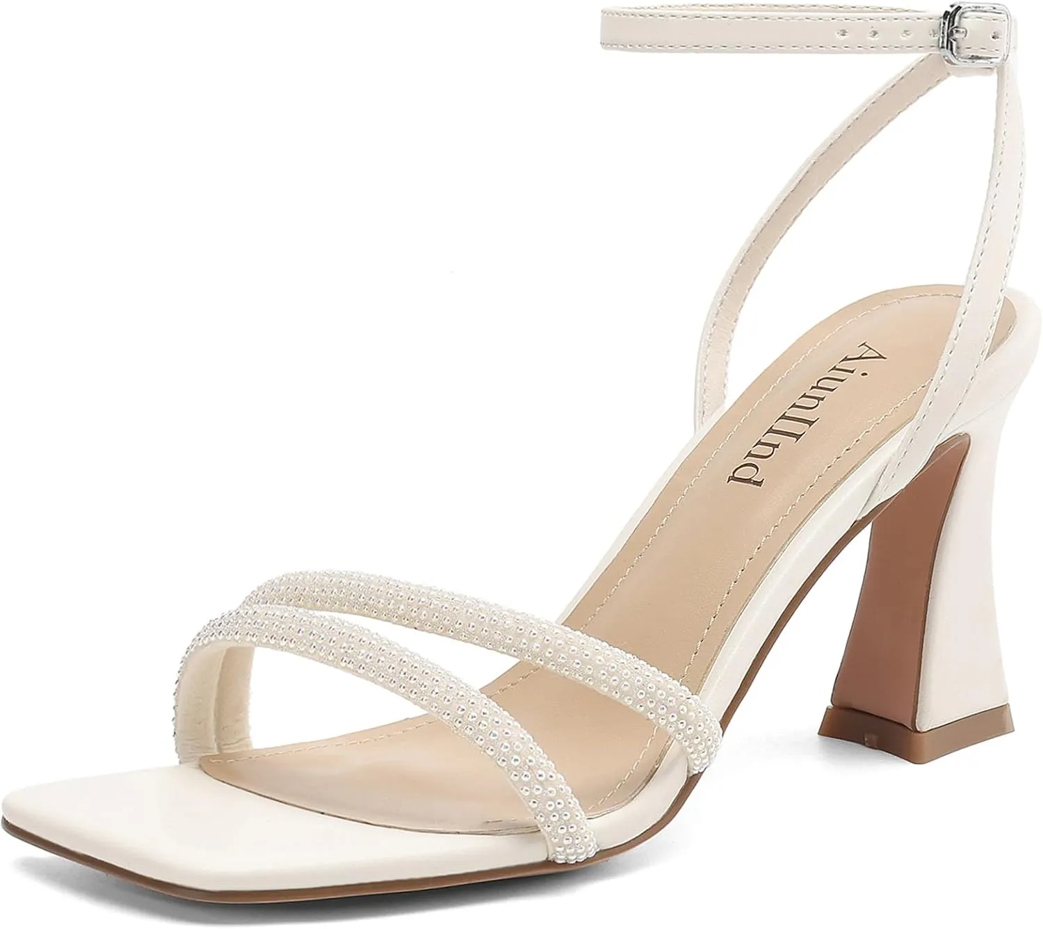 Heeled Sandals for Women Chunky Block High Heels Square Open Toe Sandals with Ankle Strap 3 Inch Dress Heels Comfortable