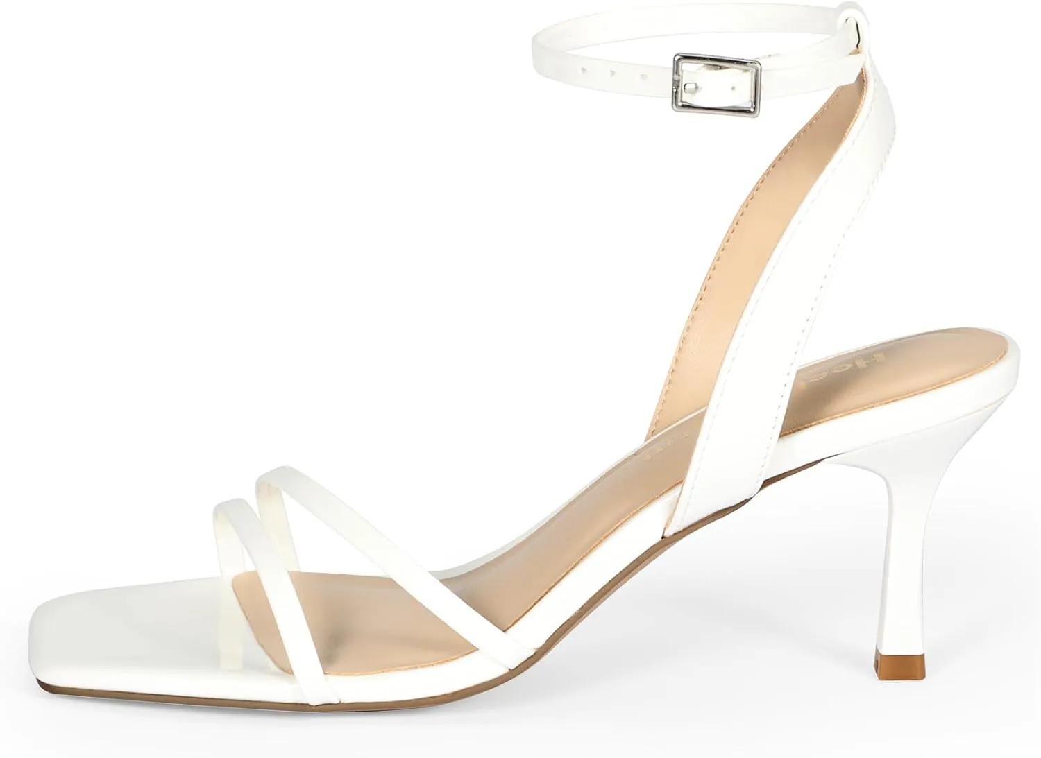 Heels Charm Women's Stiletto Heeled Sandals 2.95 Inches Open Toe Square Toe Two Straps Ankle Strap Strappy High Heel Sandal Dress Dancing Sandals Daily Work Party Wedding Shoes