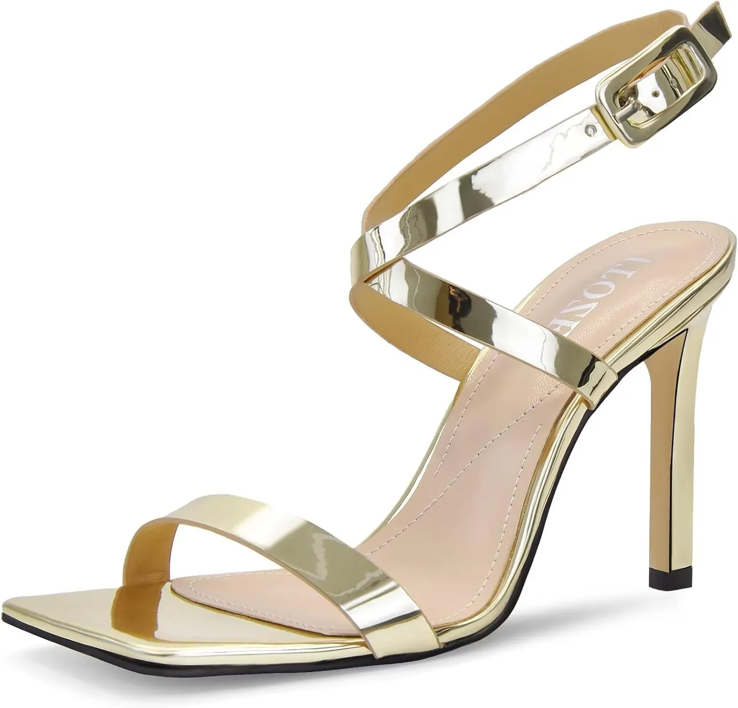 Heels For Women Stiletto High Heel Square Open Toe Slingback Dress Shoes for Women Adjustable Ankle Strap Heeled