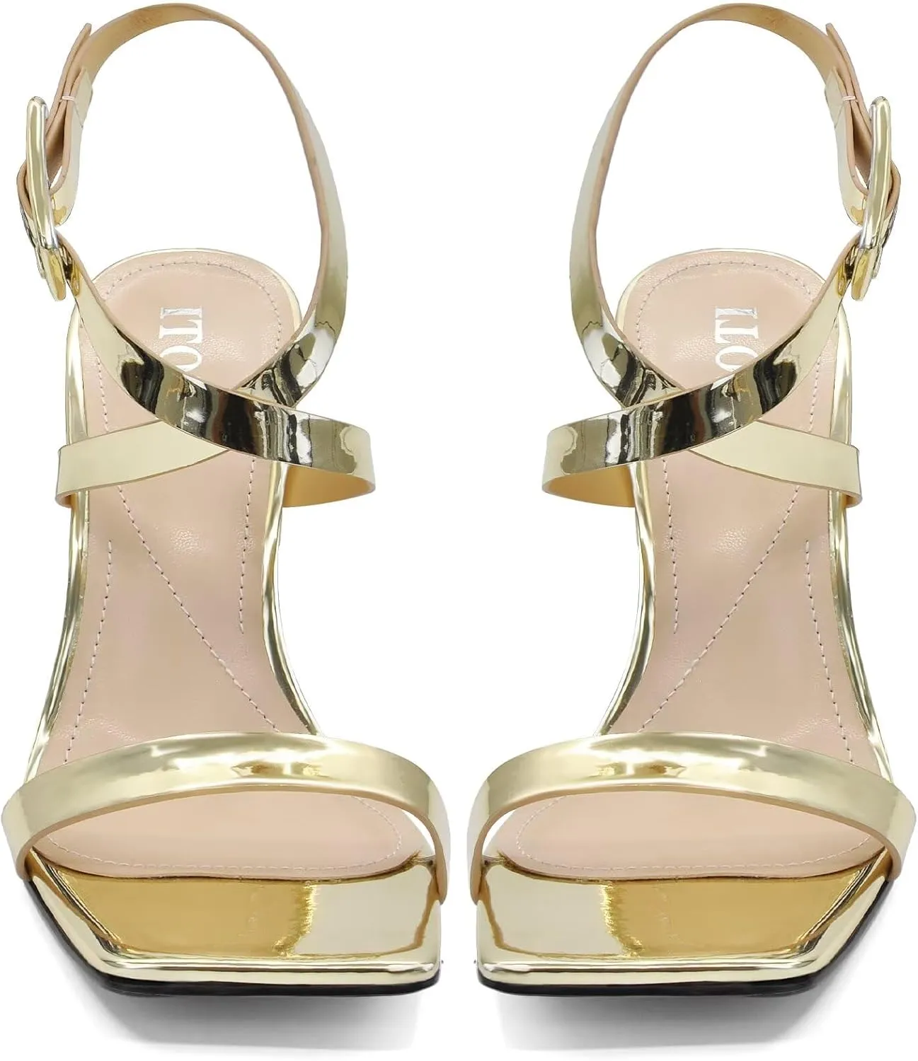 Heels For Women Stiletto High Heel Square Open Toe Slingback Dress Shoes for Women Adjustable Ankle Strap Heeled