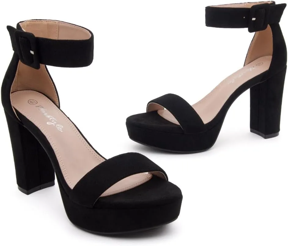 Herstyle Platform Heels for Women – 4 Inch Chunky Block Heeled Sandals | Open Toe Dressy Strappy High Heels with Ankle Strap for Wedding, Prom, Graduation & 2025 Events