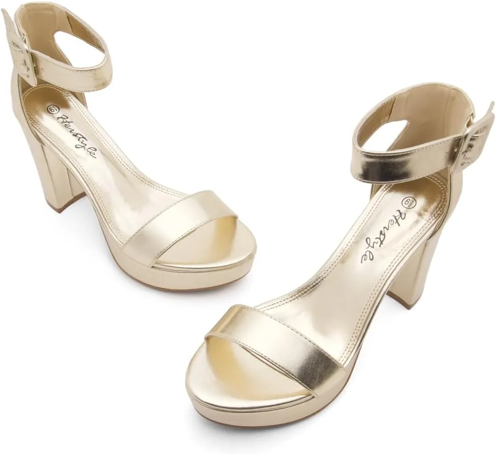 Herstyle Platform Heels for Women – 4 Inch Chunky Block Heeled Sandals | Open Toe Dressy Strappy High Heels with Ankle Strap for Wedding, Prom, Graduation & 2025 Events