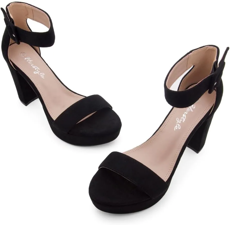 Herstyle Platform Heels for Women – 4 Inch Chunky Block Heeled Sandals | Open Toe Dressy Strappy High Heels with Ankle Strap for Wedding, Prom, Graduation & 2025 Events