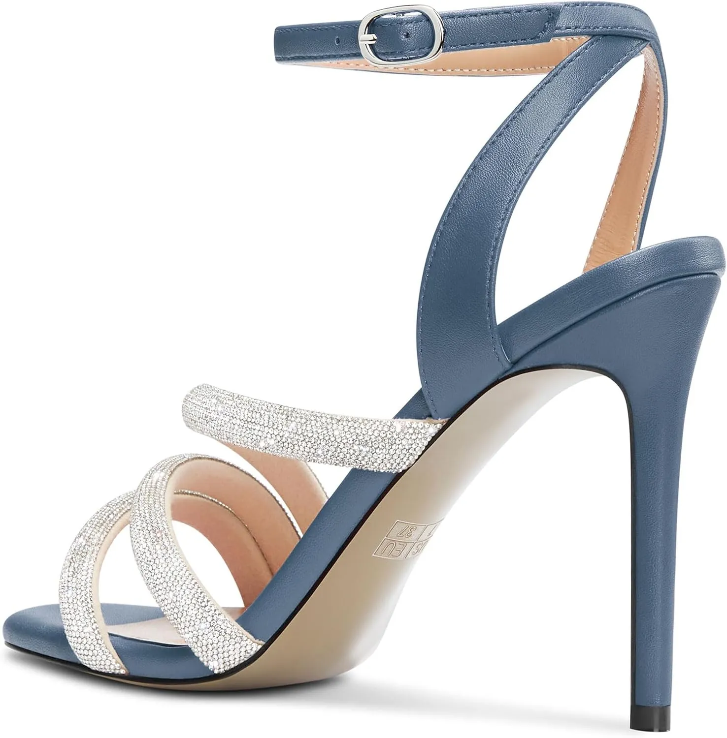 HEUIVZAR Womens Stiletto High Heel Open Toe Ankle Strap Rhinestone Crystal Sandals Prom Party Sexy Gladiator Shoes 3.9 Inches Heels