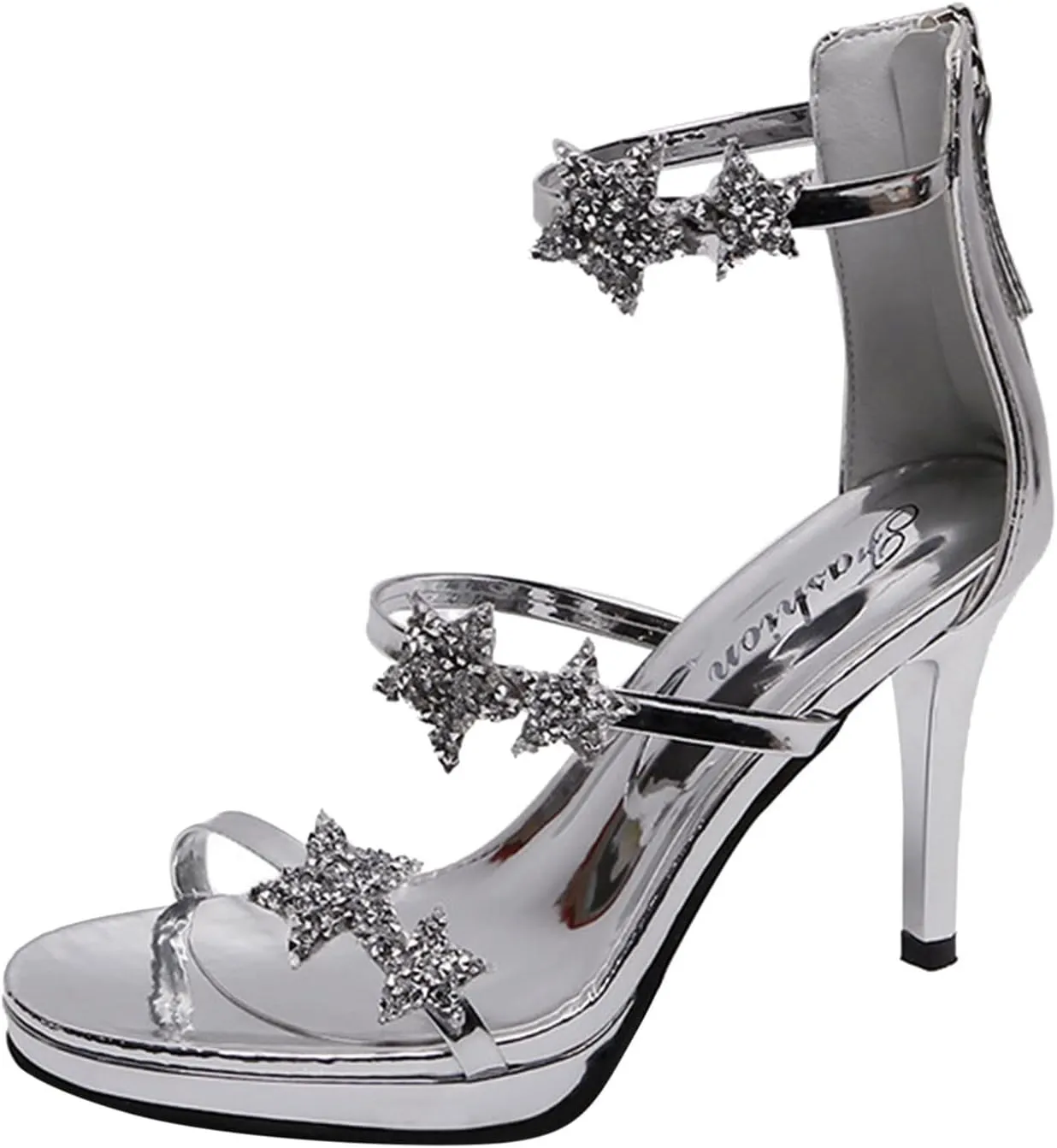 High Heels for Women Crystal Stilettos Heeled Sandals Open Toe Strappy Sexy High Heels Ankle Strap Buckle Heels