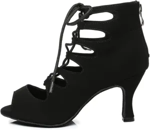HROYL Women's Open Toe Ankle Dance Boots Latin Salsa Ballrooom Performence Wedding Party Dance Heels,YCL456