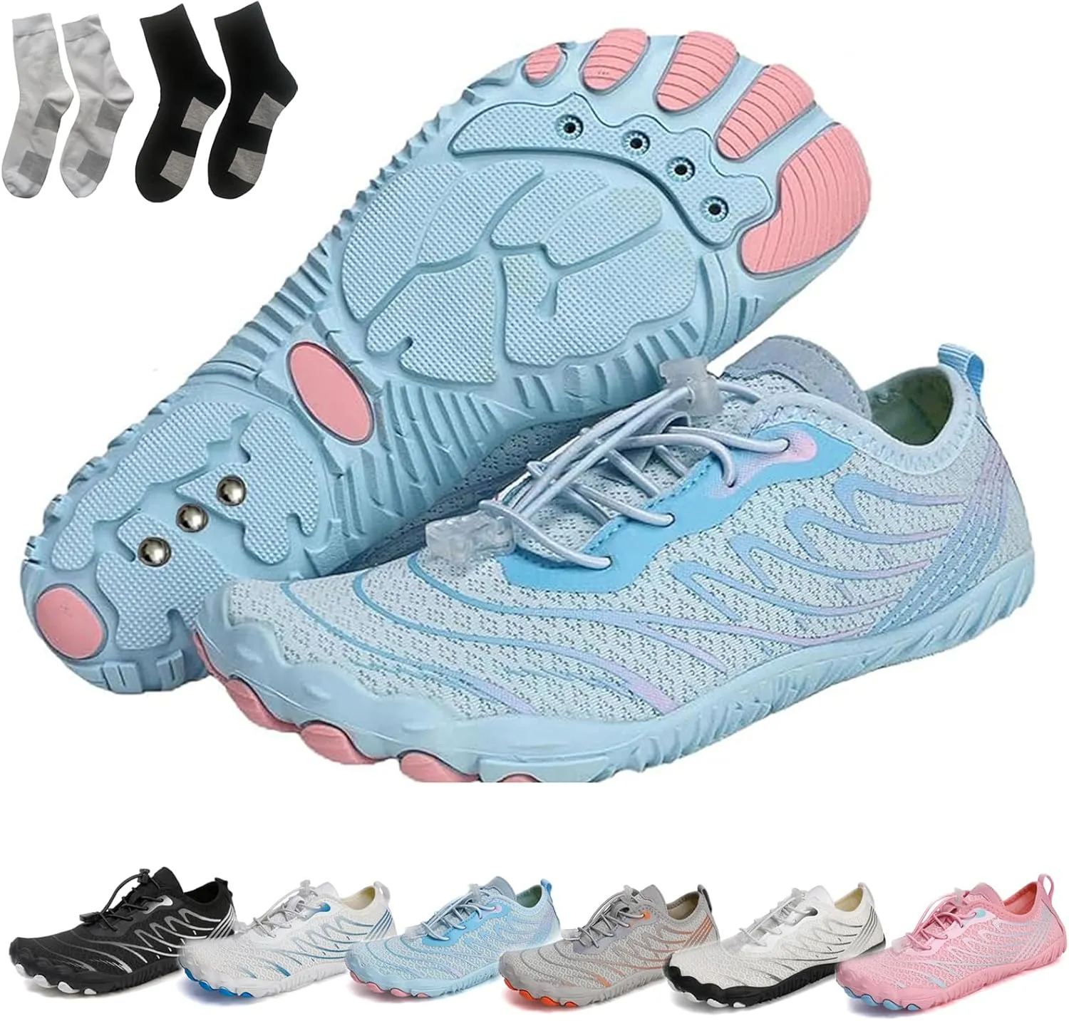 Hrtesus Grounding Shoes with Copper for Women Men Earthing Shoes Grounded Barefoot Footwear Wide Toe Highly Elastic Non-Slip Sneakers