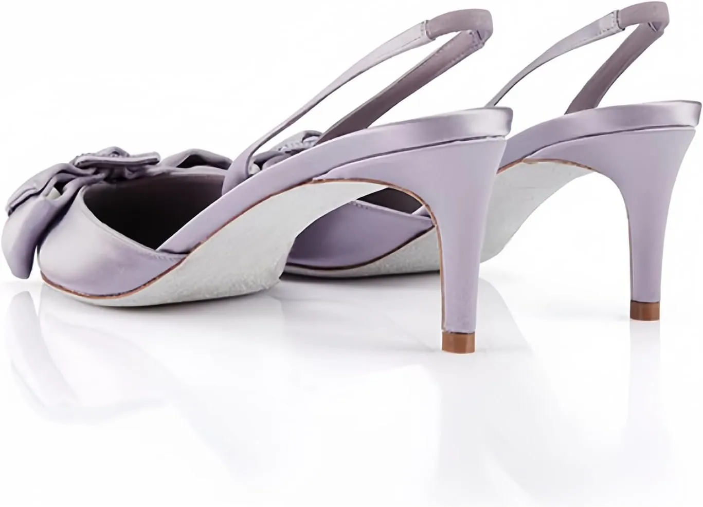 iadore Women's Middle Heel Sandals, 2.4'' Satin Closed Pointed Toe Square Crystal Buckle Bowknot Slip-on Elastic Slingback Pumps Evening Party Dress Shoes