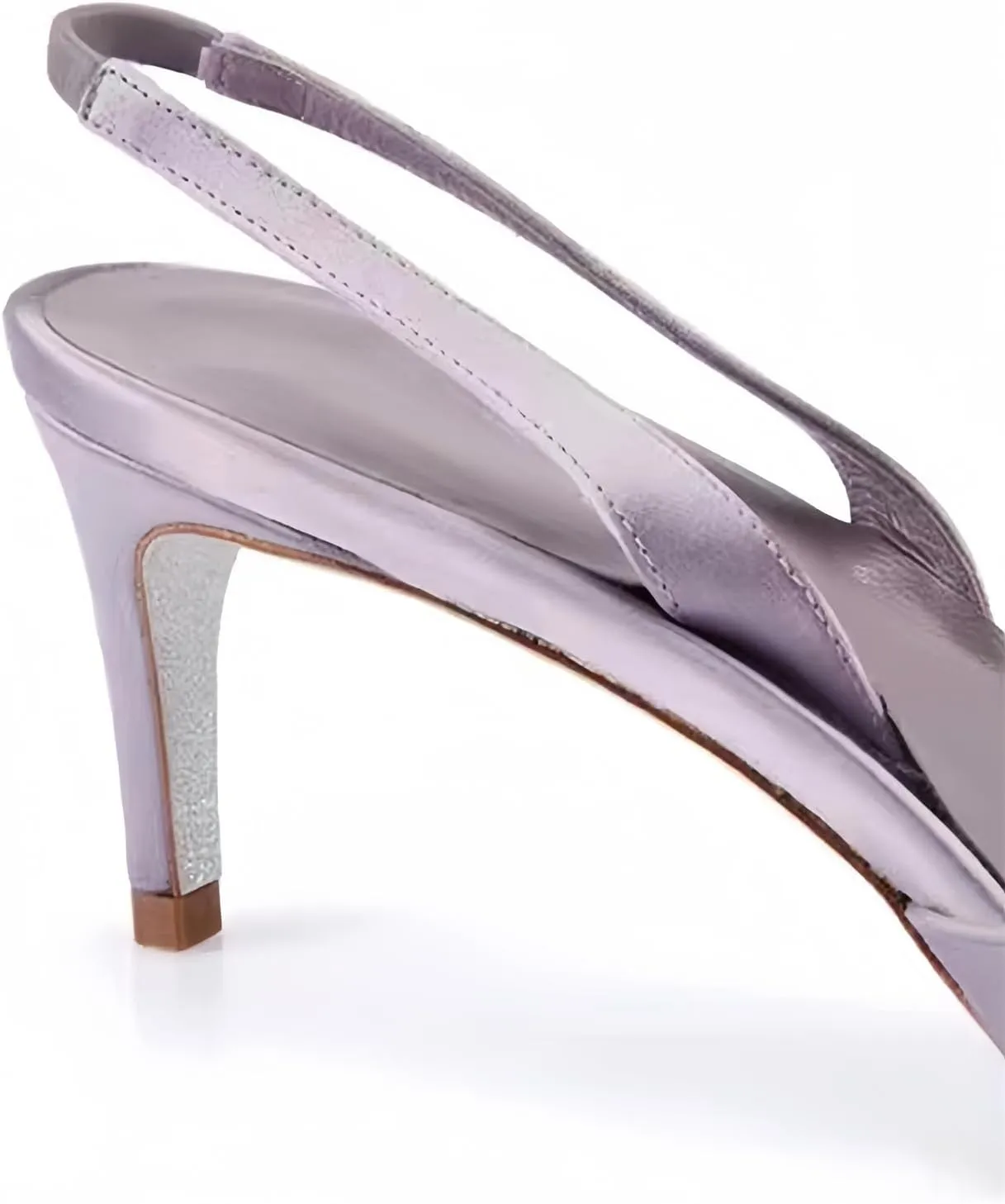 iadore Women's Middle Heel Sandals, 2.4'' Satin Closed Pointed Toe Square Crystal Buckle Bowknot Slip-on Elastic Slingback Pumps Evening Party Dress Shoes