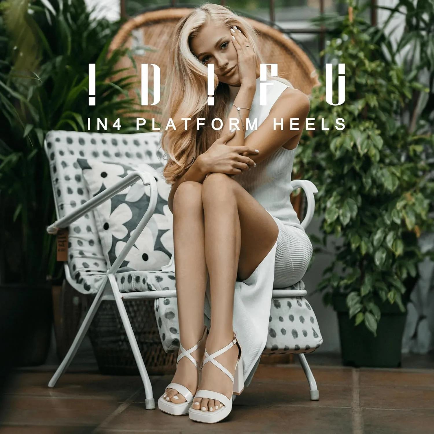 IDIFU IN4 Platform Heels for Women - High Strappy Chunky Block Square Toe Sexy Wedding Dress Shoes - Open Toe Ankle Strap Heeled Sandals - Comfortable Thick Heels - Half Size Larger