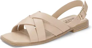 IDIFU Strappy Flat Sandals for Women Square Open Toe Summer Beach Dressy Dress Ladies Comfortable Cute Comfy Trendy Casual Buckle Slingback Sandals with Back Strap