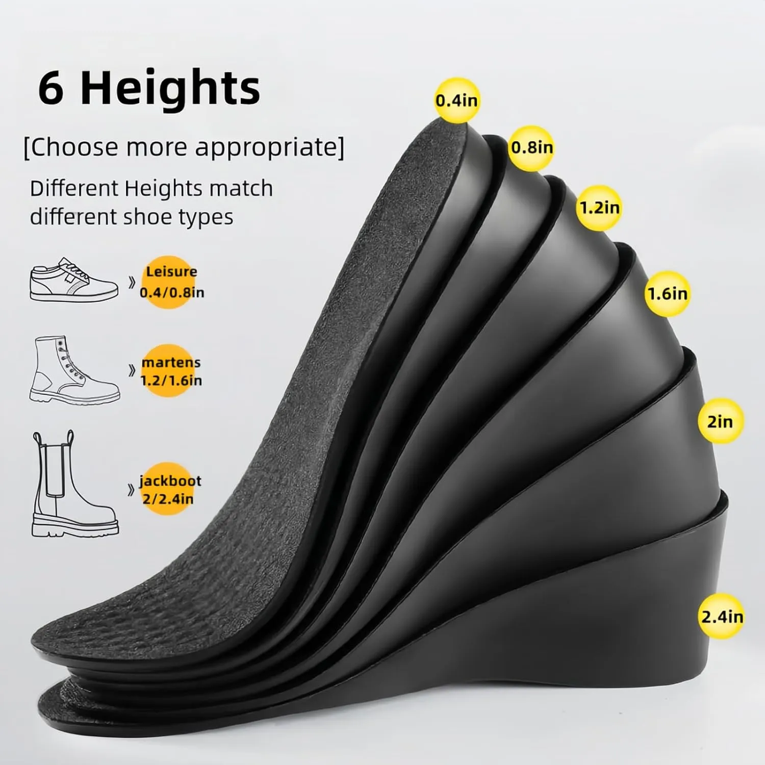 Insole Height Increase Men,Shoe Heel Lifts Men for Women,Orthopedic Highpads,Mens Height Increasing Insoles,Height Booster,Brandone Height Insoles 2.0,Rizzsoles (11.06''Lx1.6''UP) (1Pair)