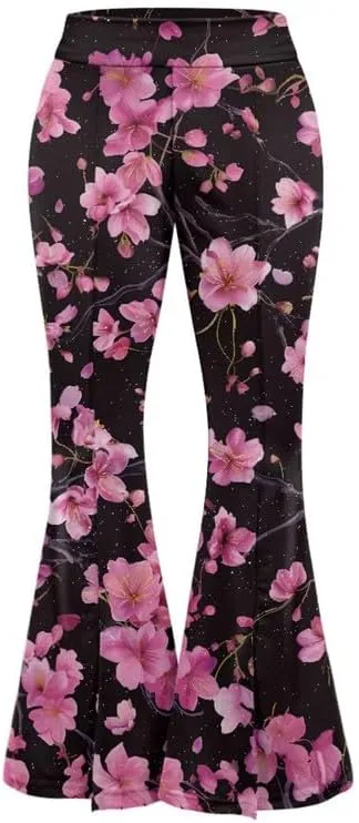 Irisjudy Rainbow Hearts Women's Flared Yoga Pants Xmas Bootcut Split-Hem Yoga Leggings Blood Splash Wide Leg Workout Trousers