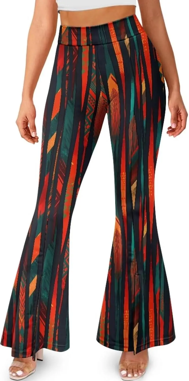 Irisjudy Rainbow Hearts Women's Flared Yoga Pants Xmas Bootcut Split-Hem Yoga Leggings Blood Splash Wide Leg Workout Trousers