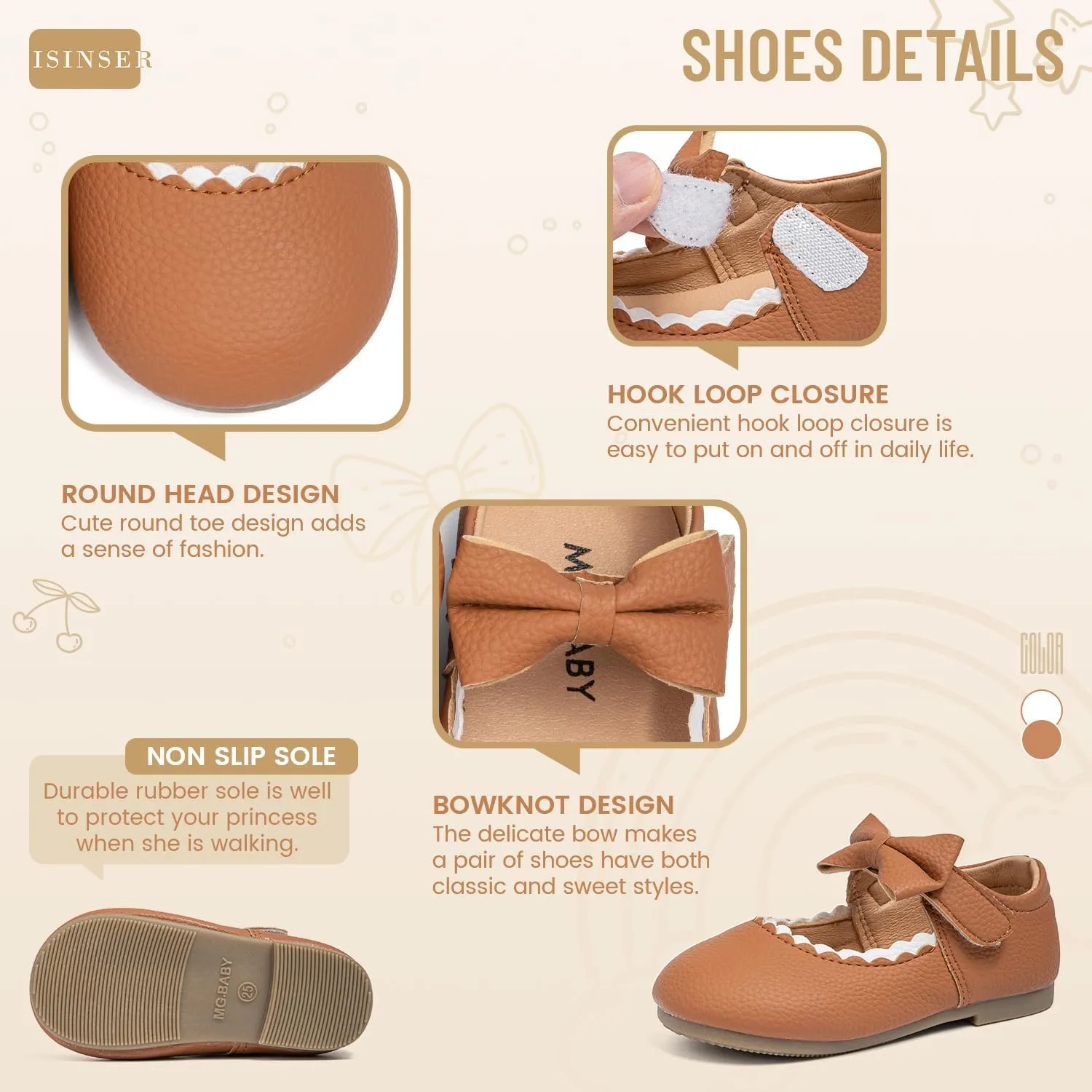 ISINSER Toddler Girls Classic Oxford Shoes Princess Dress Mary Jane Party Bowknot Flats School Uniform Shoes