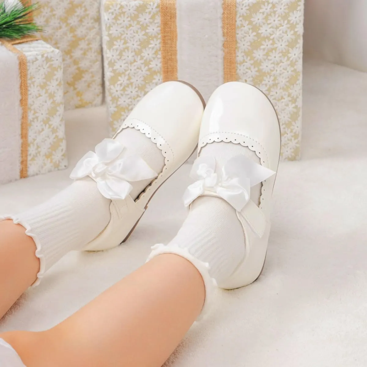 ISINSER Toddler Girls Classic Oxford Shoes Princess Dress Mary Jane Party Bowknot Flats School Uniform Shoes