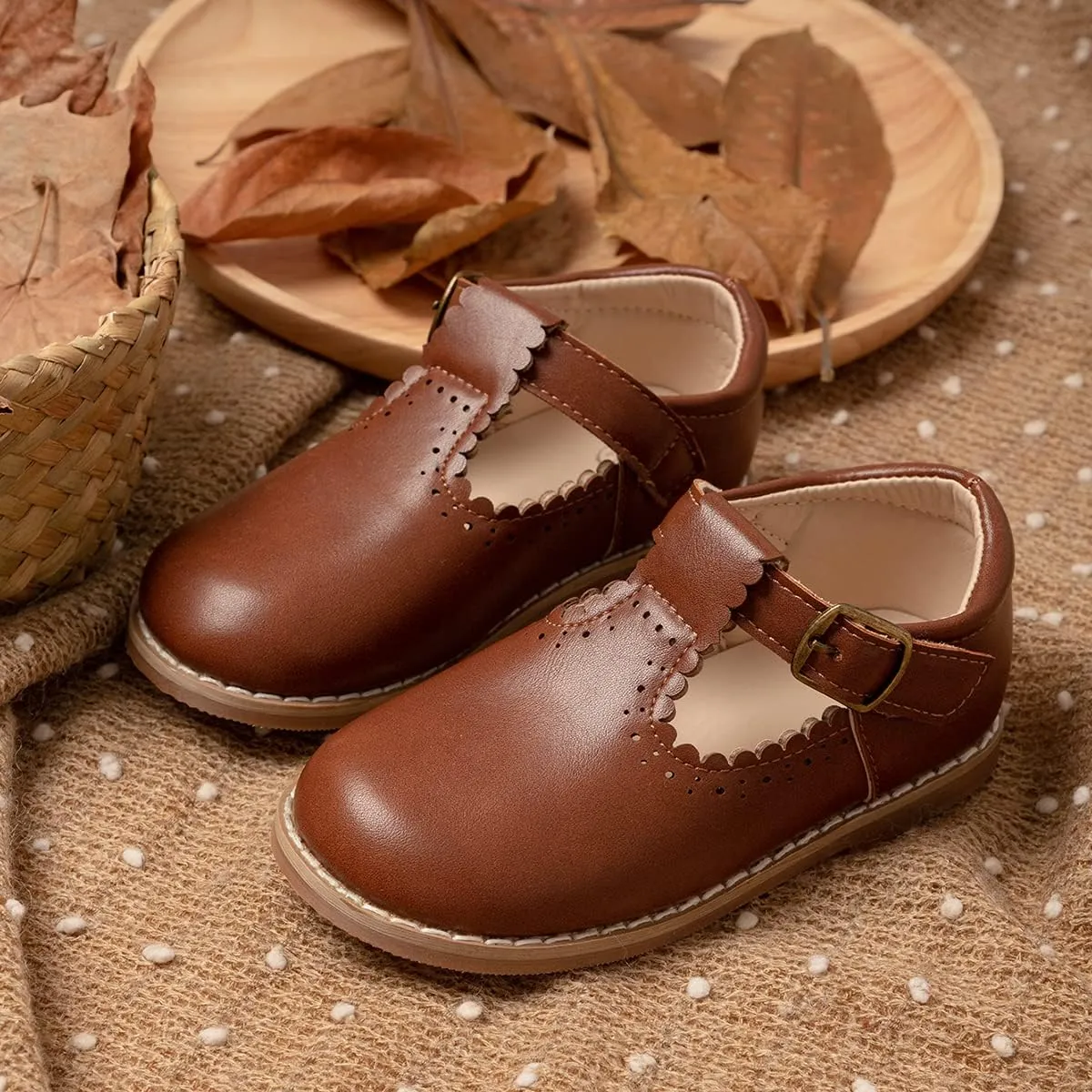 ISINSER Toddler Girls Classic Oxford Shoes Princess Dress Mary Jane Party Bowknot Flats School Uniform Shoes